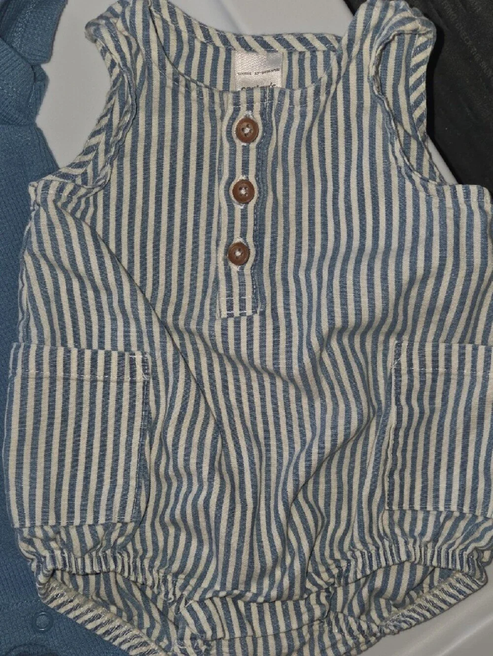 Carter's Blue Waffle-Knit Romper & Blue-Striped Cotton Romper Two-Pack